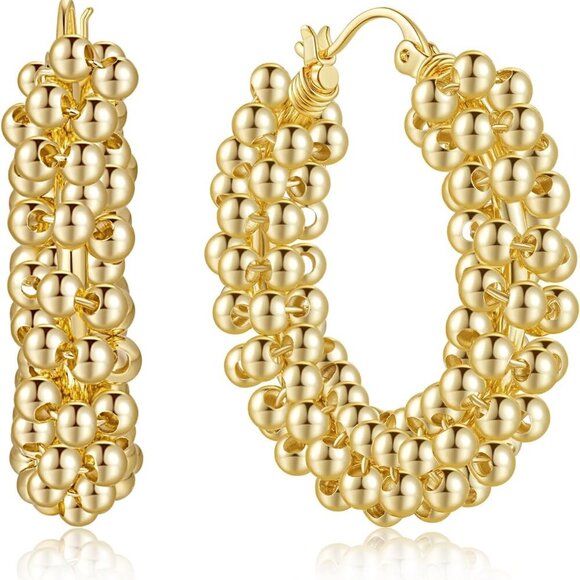 14K Gold Hoop Earrings for Women Unique Large Hoops Earring Thick Hoop Earrings